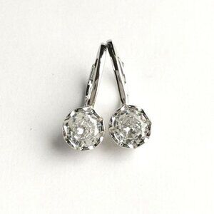 Sterling silver cz solitaire drop earrings lever back in filigree setting